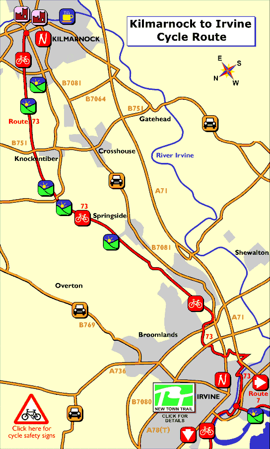 Kilmarnock to Irvine cycle route part of the National Cycle Network Route 73